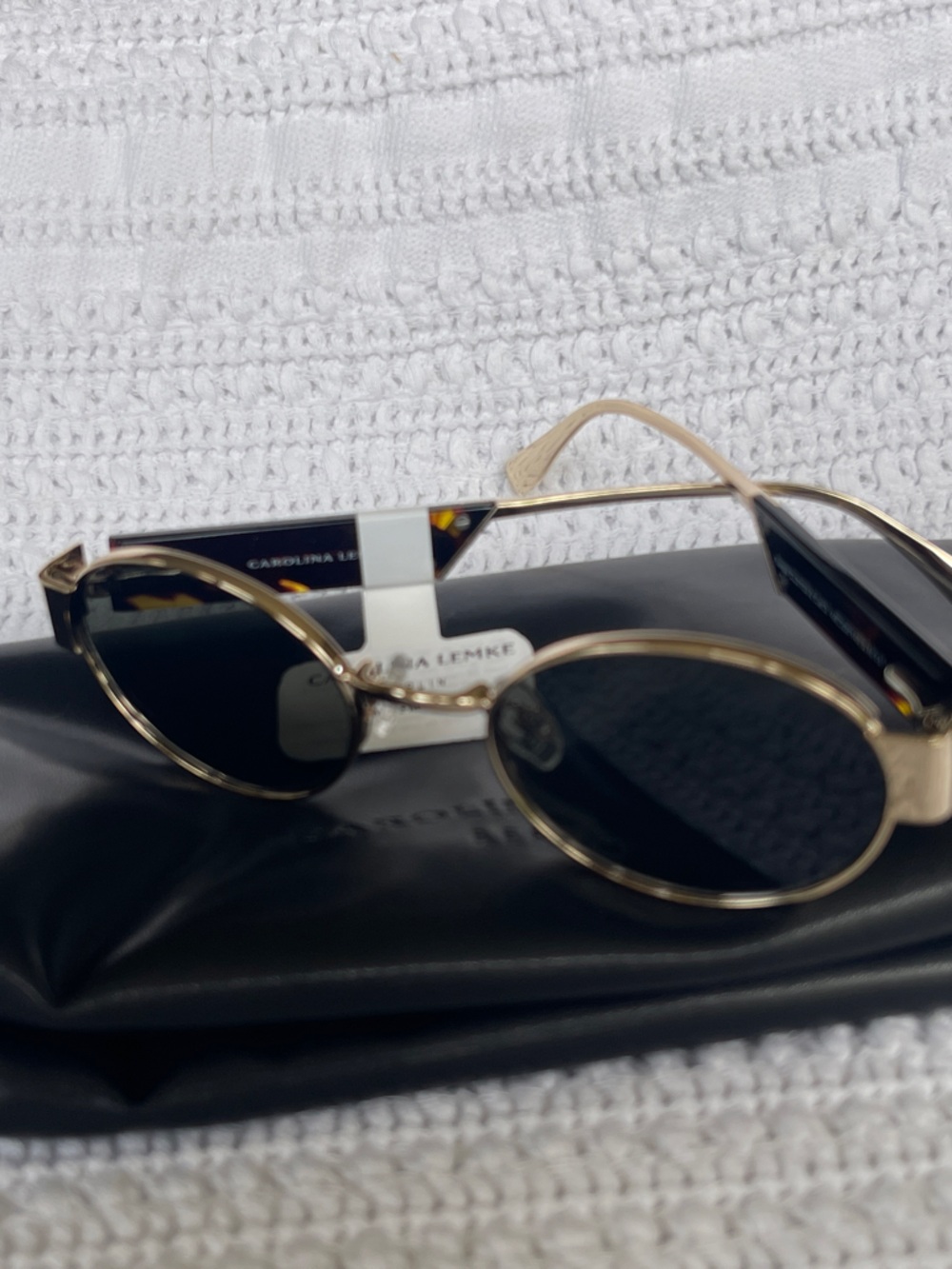 Carolina Lemke Kwasi Gold Sunglasses + Premium Faux Leather Case 3133-02 - Picture 7 of 8